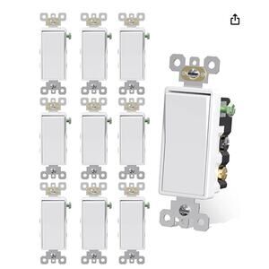 4 Way Switch Decorative Light Switch ONLY-(8 Pack, Glossy White)
